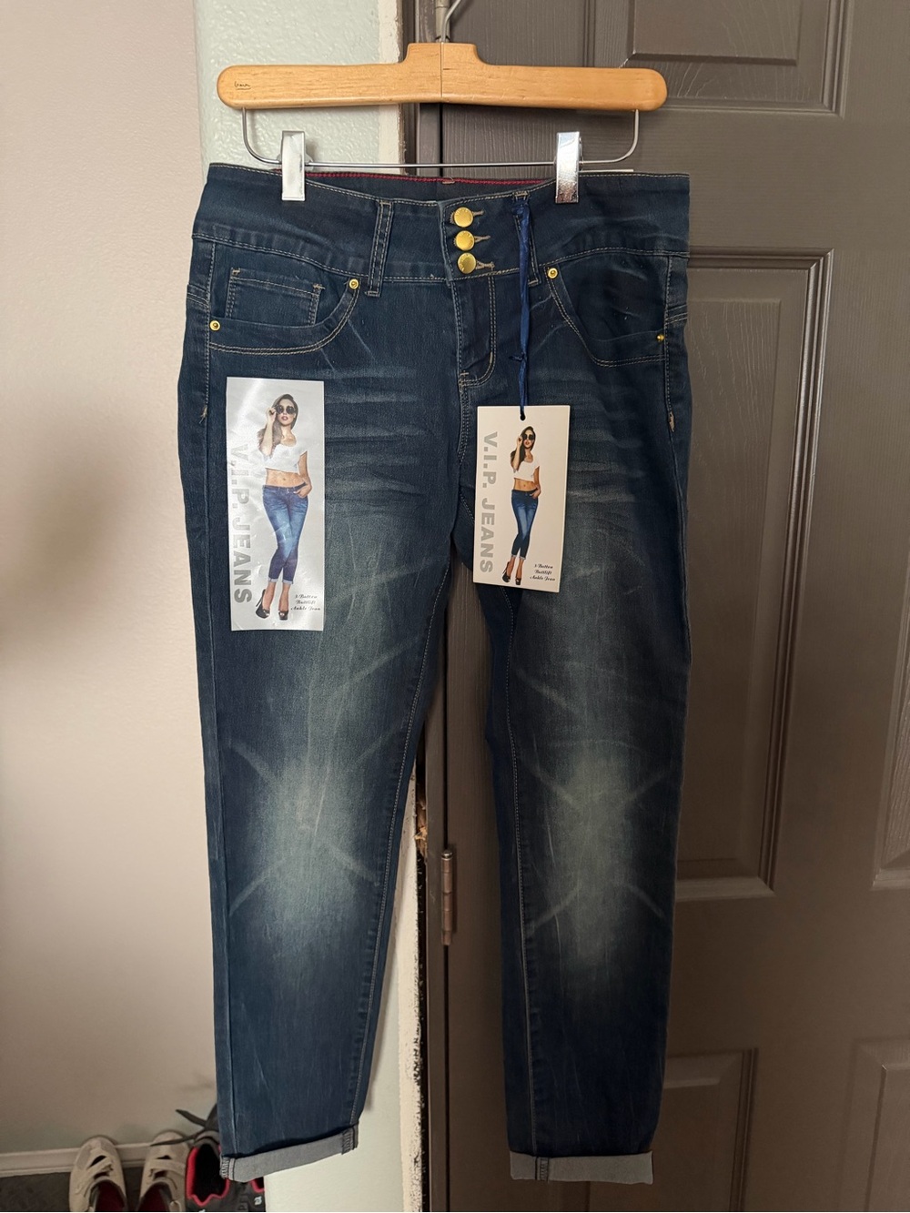 VIP Brand Women’s Dark Blue Cuffed Jeans